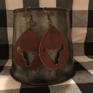 Leather Steer Head earrings $12